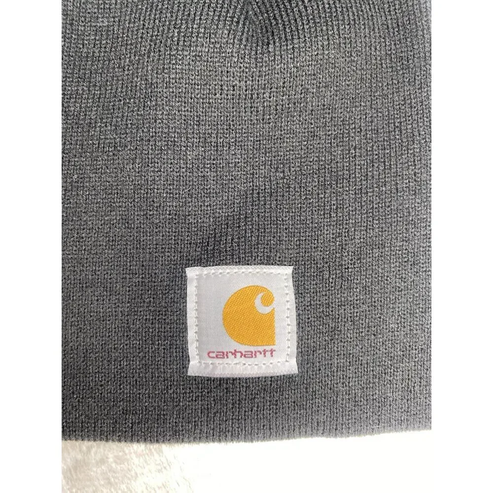 Carharrt Hat NEW Black Ribbed Knit Unisex Logo Utility Winter Work OSFA Beanie